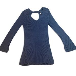 FREE PEOPLE Blue Purple Chunky Long Sweater size Small S‎ Bohemian Woman’s FP